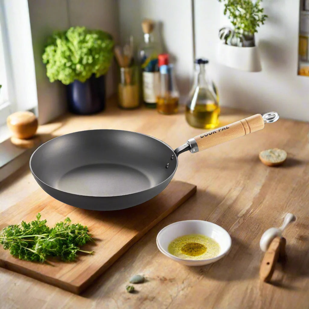 Poêle à frire Yoshikawa Cook-Pal Ren en acier au carbone nitruré 28 cm – Fabriquée au Japon