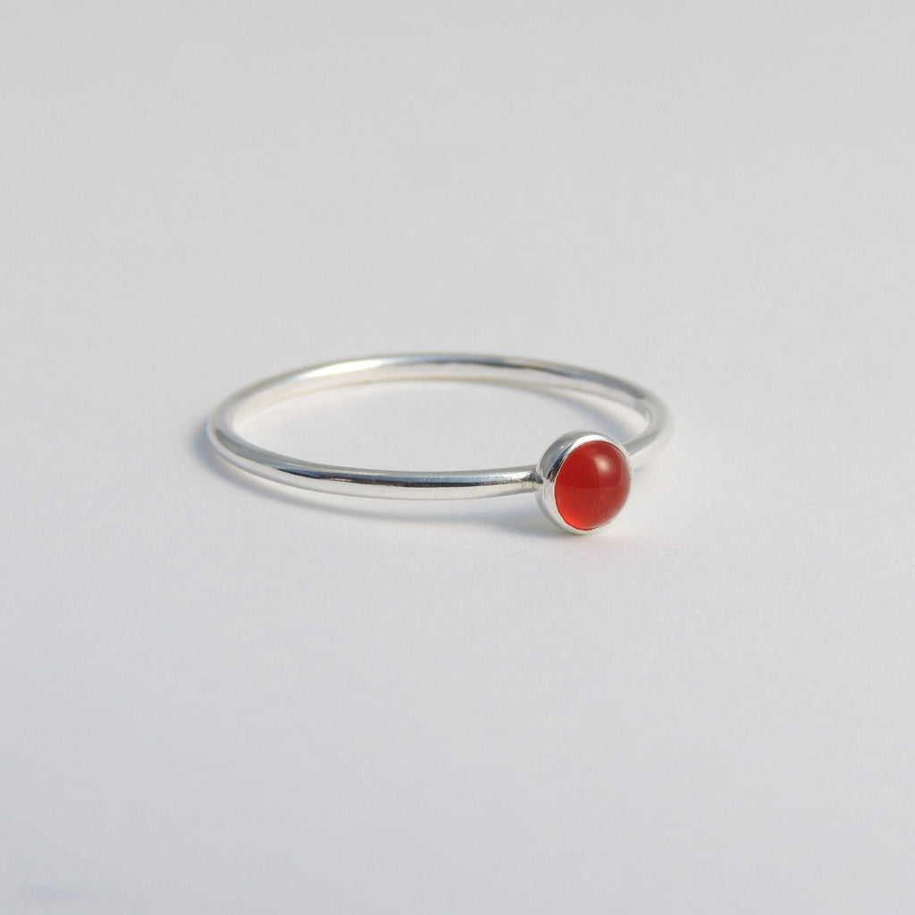 Carnelian Ring Sterling Silver Stacking Ring Orange Stone