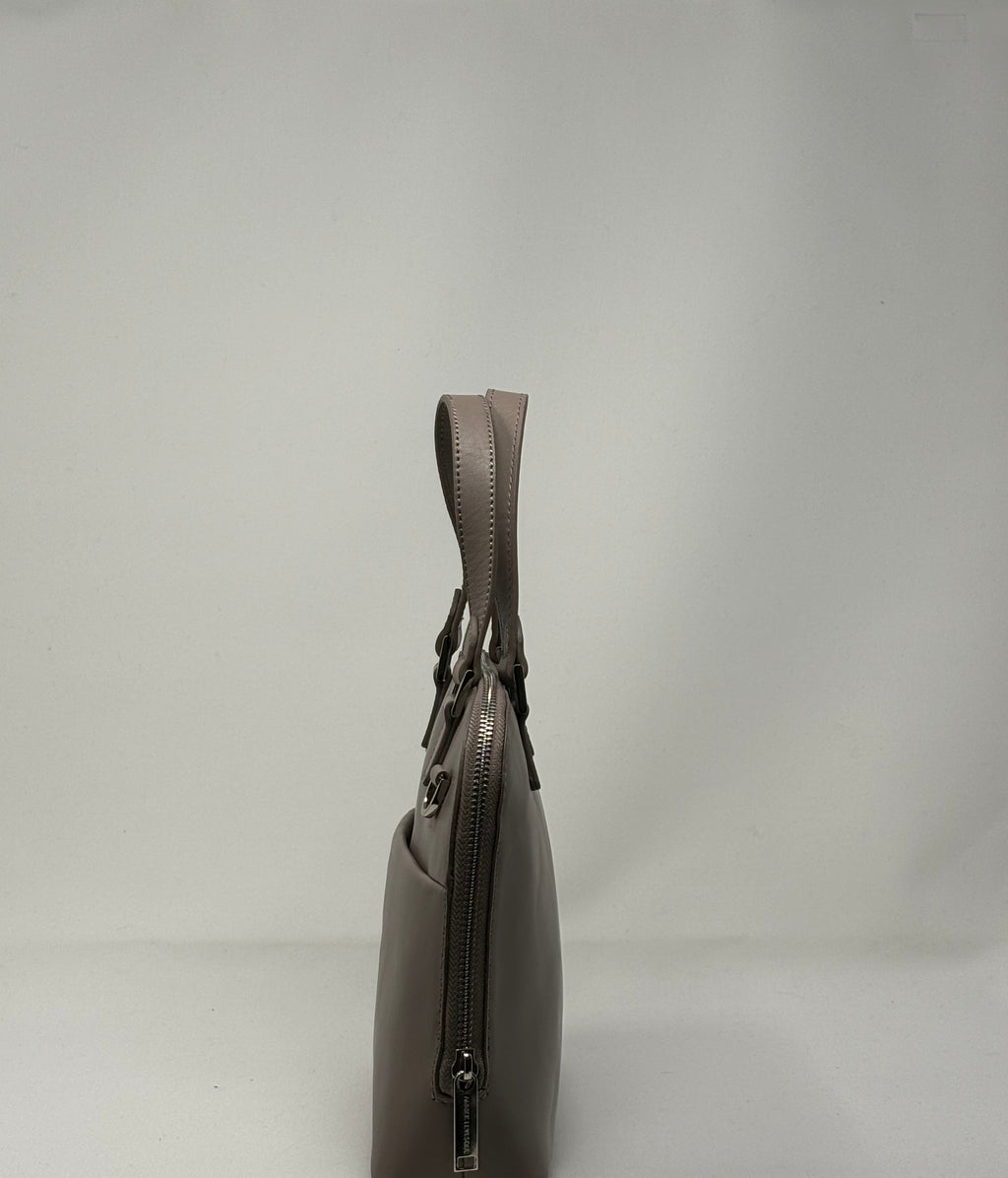 Taupe Leather Handbag | Justine