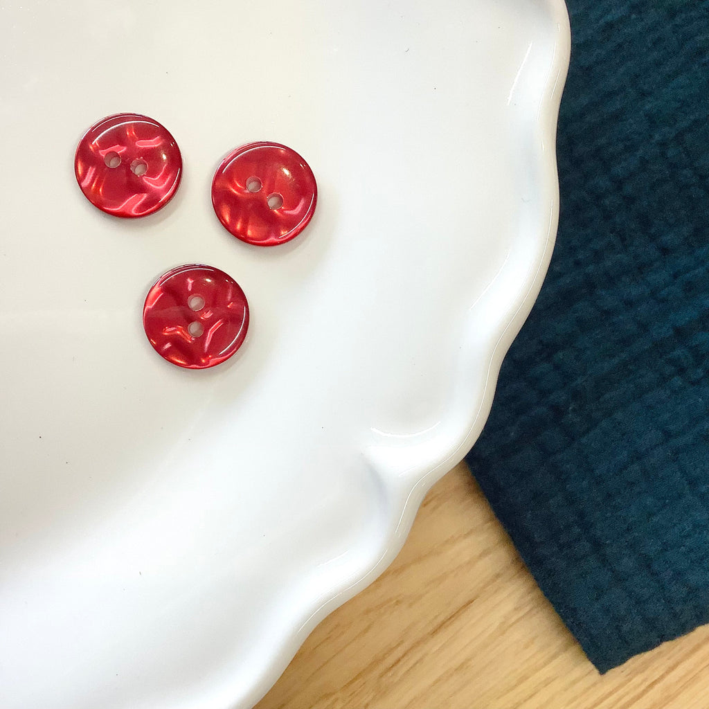 Elan ; Bouton 2 trous, rouge, 15 mm