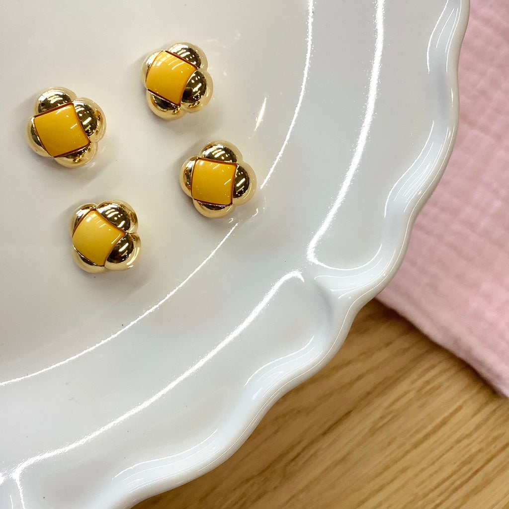 Elan ; Bouton à tige, jaune et or, 15 mm