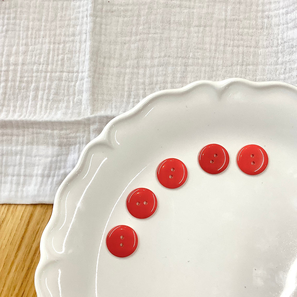 Elan ; bouton à 2 trous, rouge, 18 mm