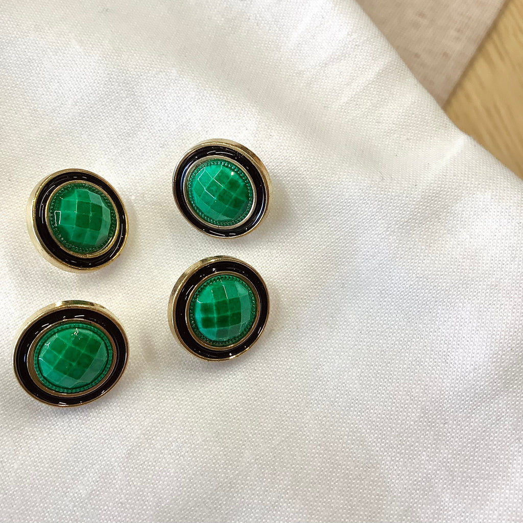 Elan ; Bouton à tige, vert et or, 15 mm