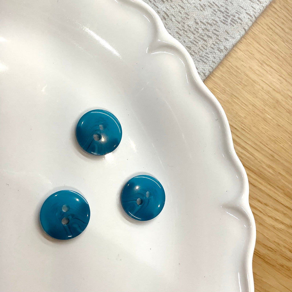 Elan ; Bouton 2 trous, turquoise, 18 mm