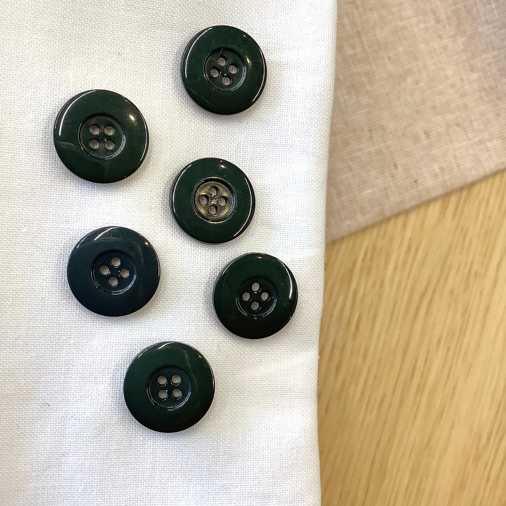 Elan ; Bouton 4 trous, vert très foncé, 15 mm