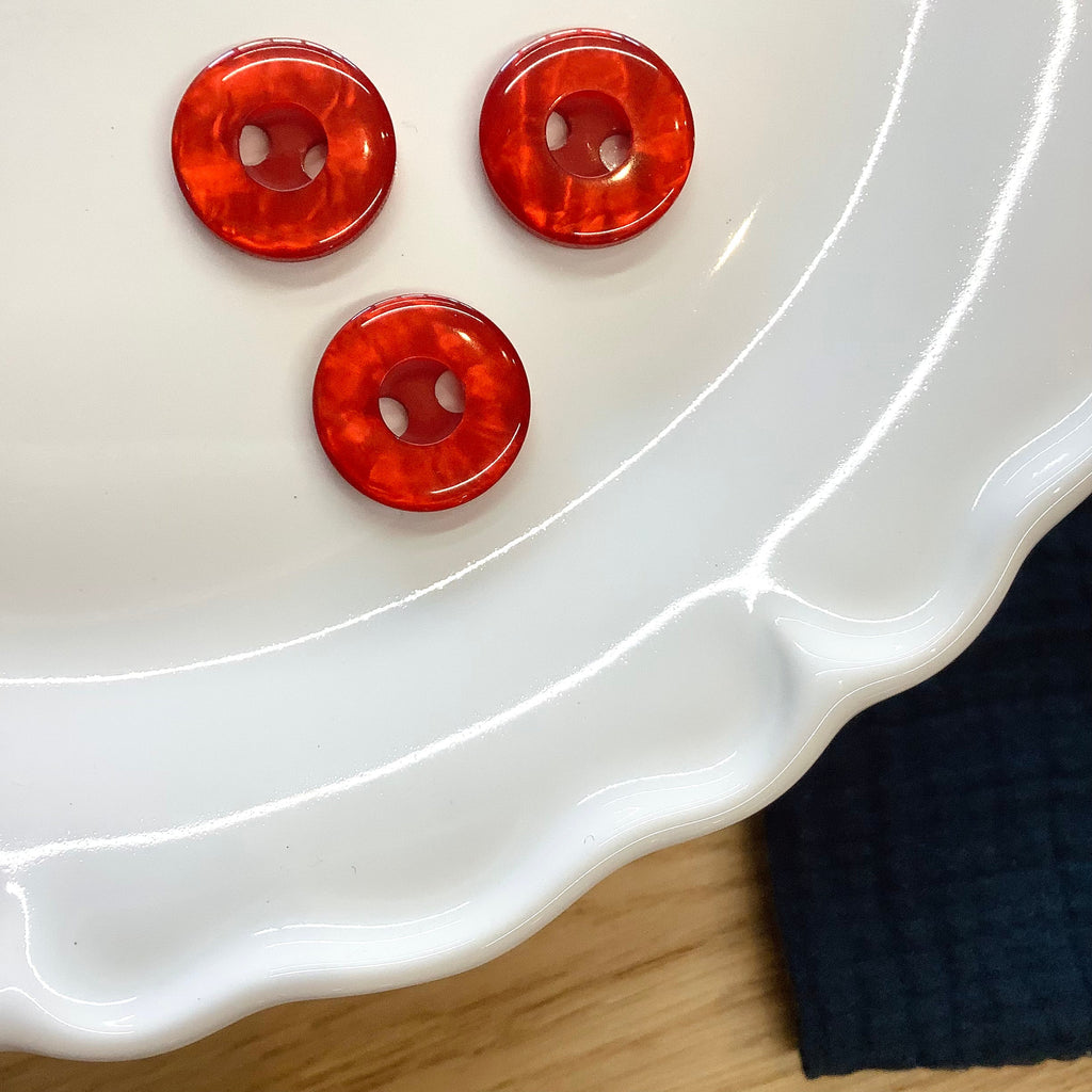 Elan ; bouton à 2 trous, rouge, 19 mm