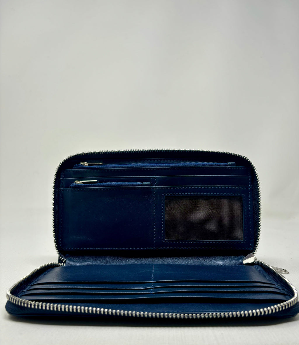 Navy Blue Leather Wallet - Anna