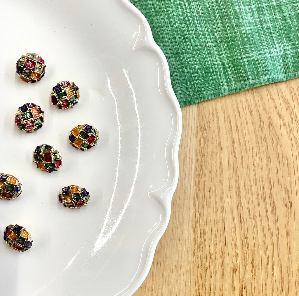 Elan ; Bouton à tige, couleurs primaires et or, 15 mm