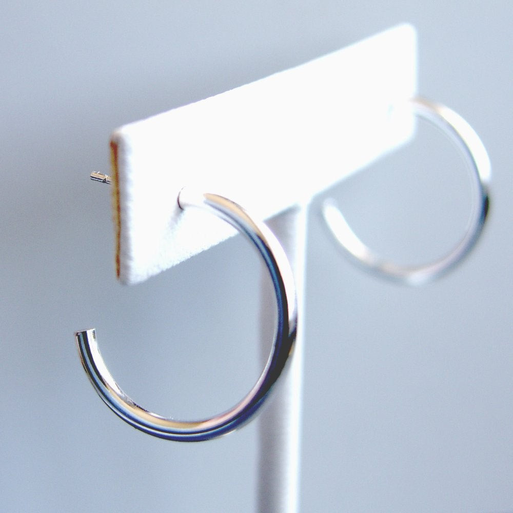 Sterling Silver Hoops Classic 1 inch Stud Hoop Earrings Silver Studs