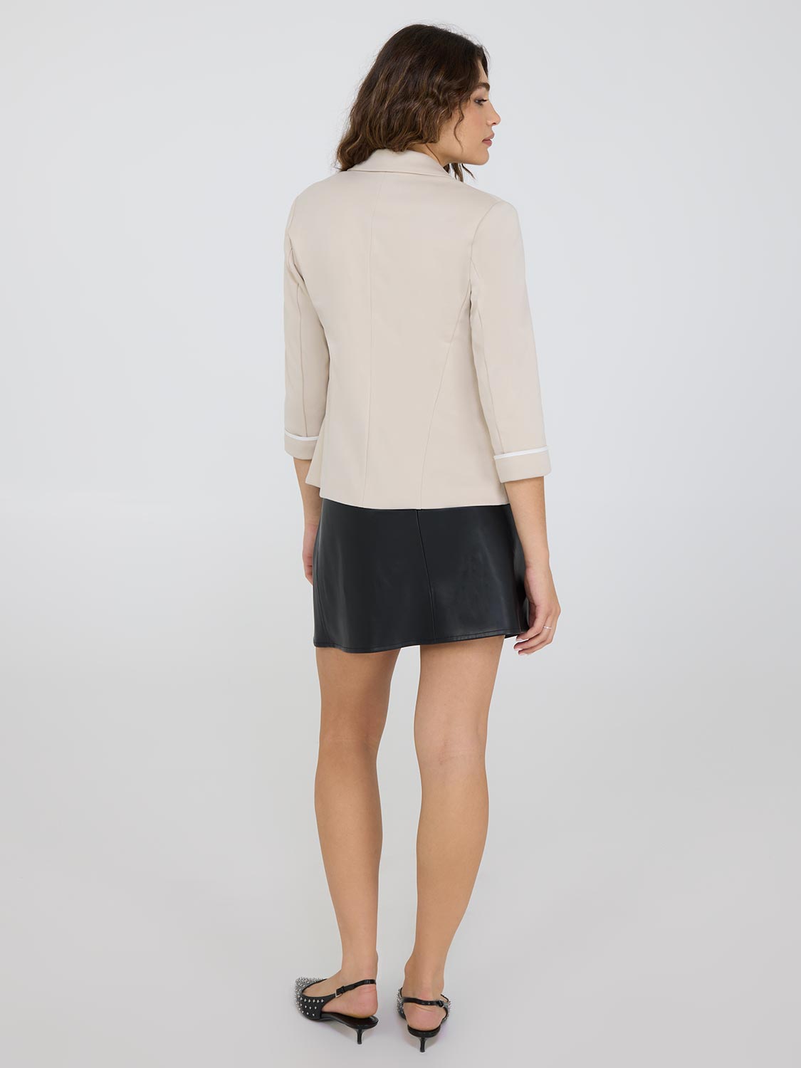 3/4 Contrast Cuff Sleeve Blazer
