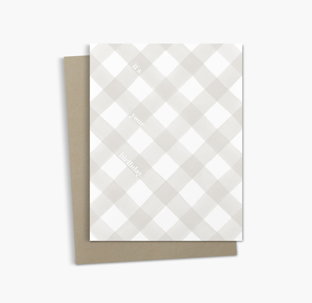 Carte d'anniversaire | Carte de vœux d'anniversaire à carreaux gris
