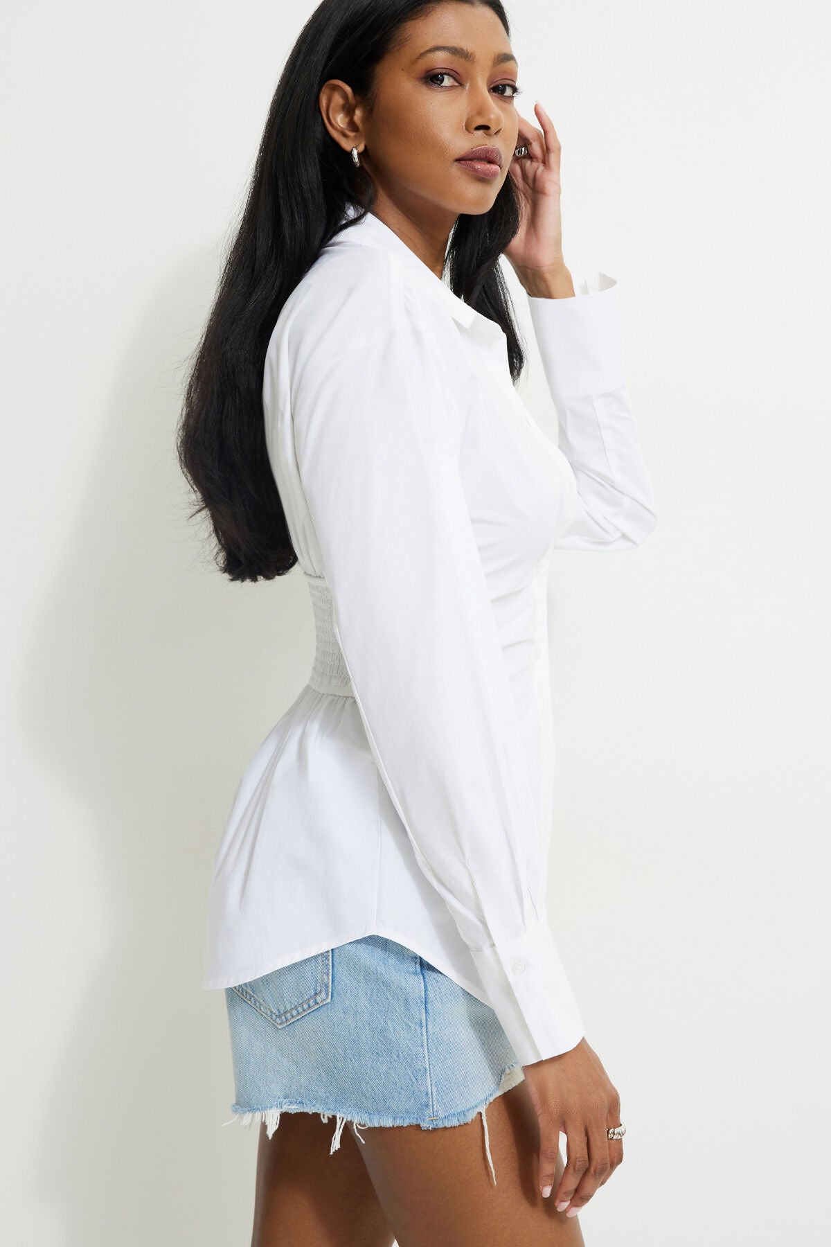 Chemise en popeline à taille cintrée