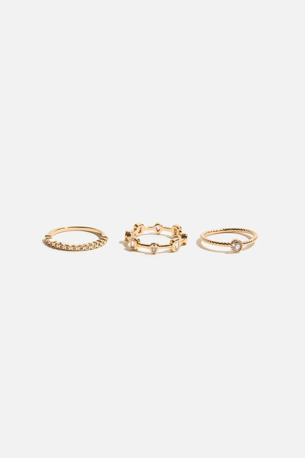 3-Pack Staggered Gem Rings