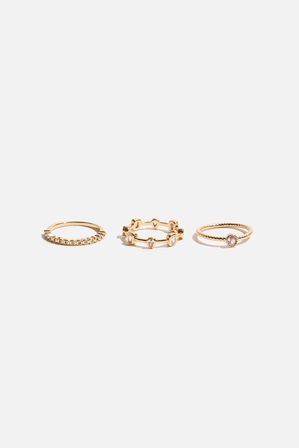 3-Pack Staggered Gem Rings