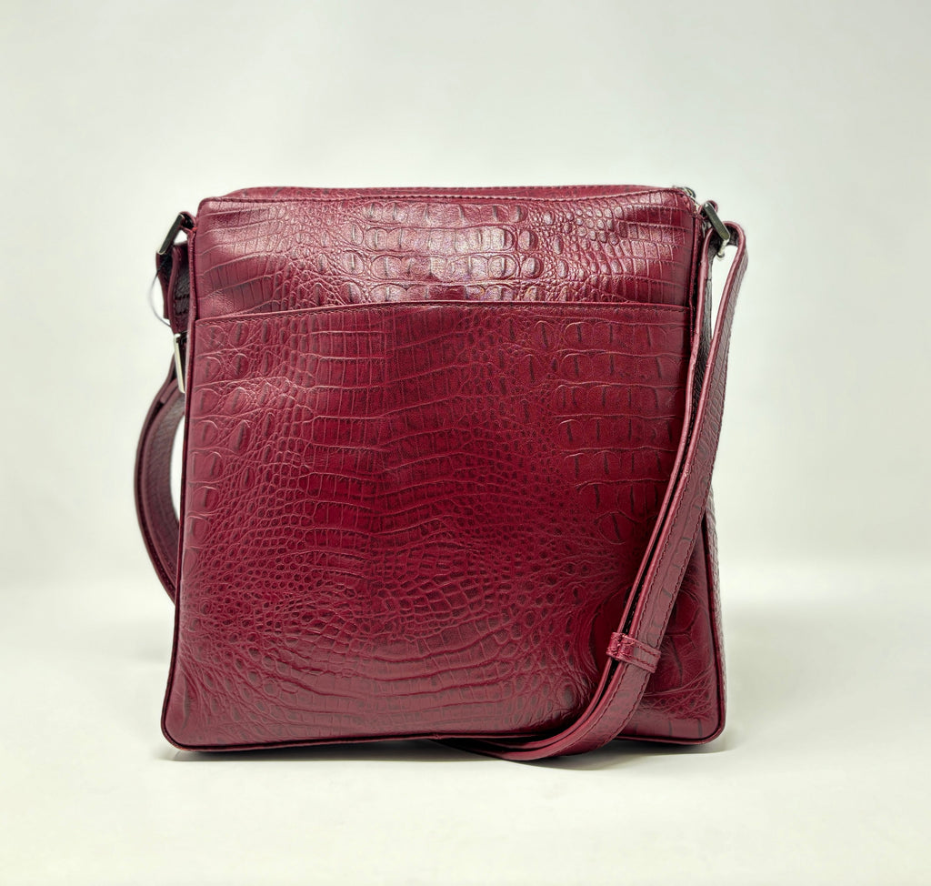 Red Crocodile Leather Shoulder Bag | Gisèle