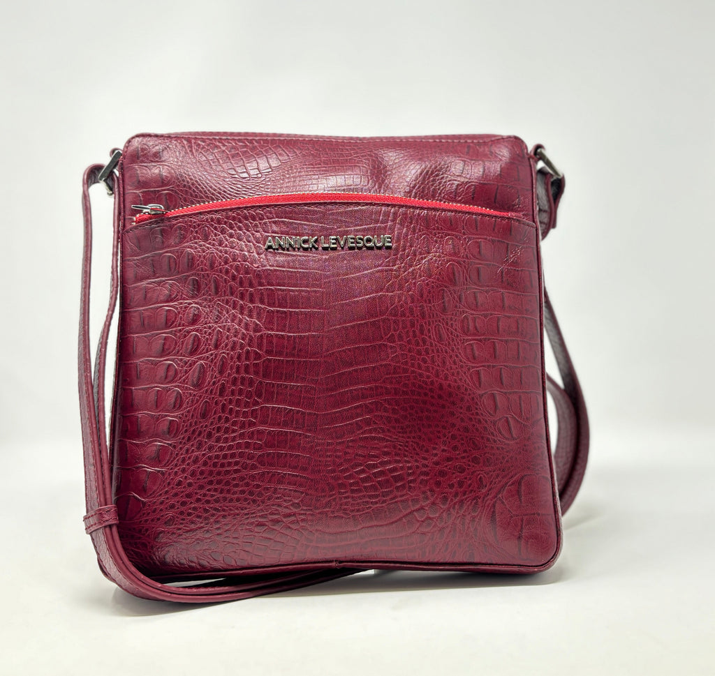 Red Crocodile Leather Shoulder Bag | Gisèle
