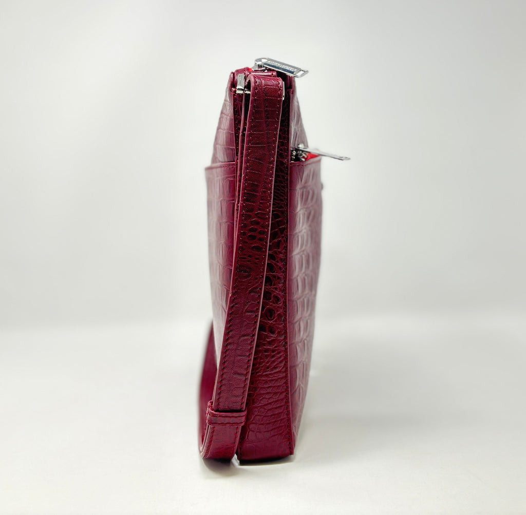 Red Crocodile Leather Shoulder Bag | Gisèle