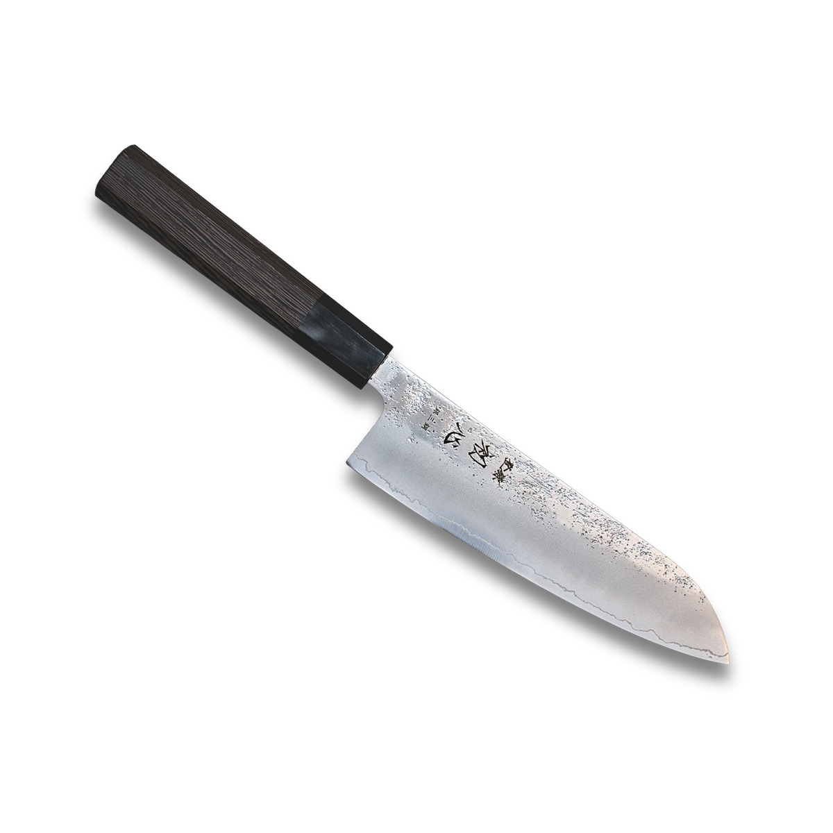 Couteau Santoku Ginrie Silver 3 Nashiji 170 mm avec manche en wengé