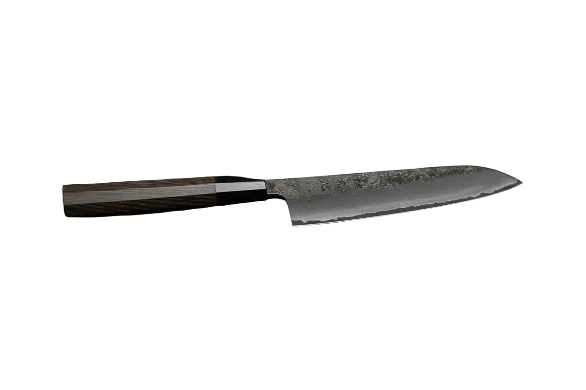 Couteau Santoku Ginrie Silver 3 Nashiji 170 mm avec manche en wengé