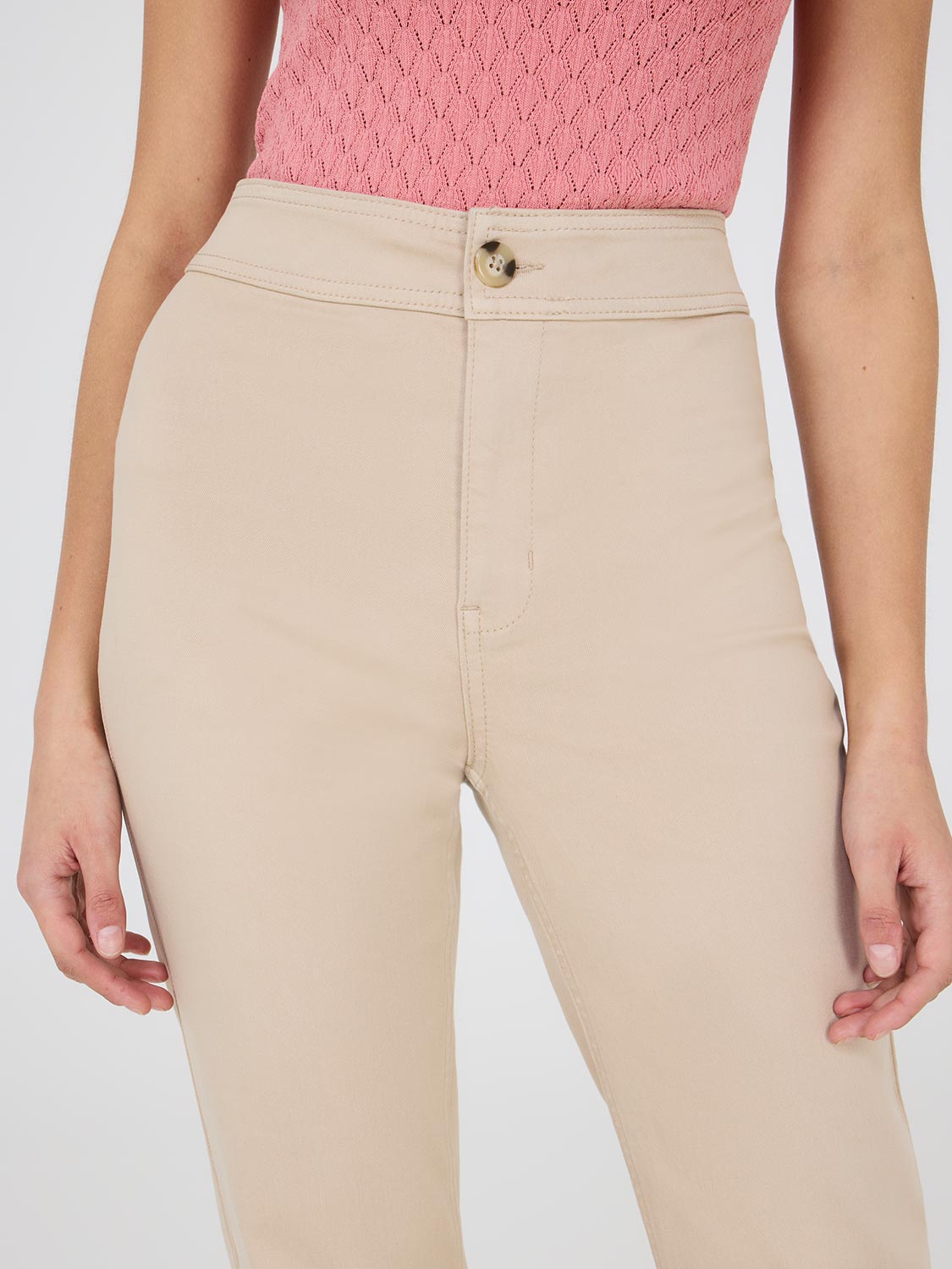 Pantalon droit taille mi-haute en Tencel