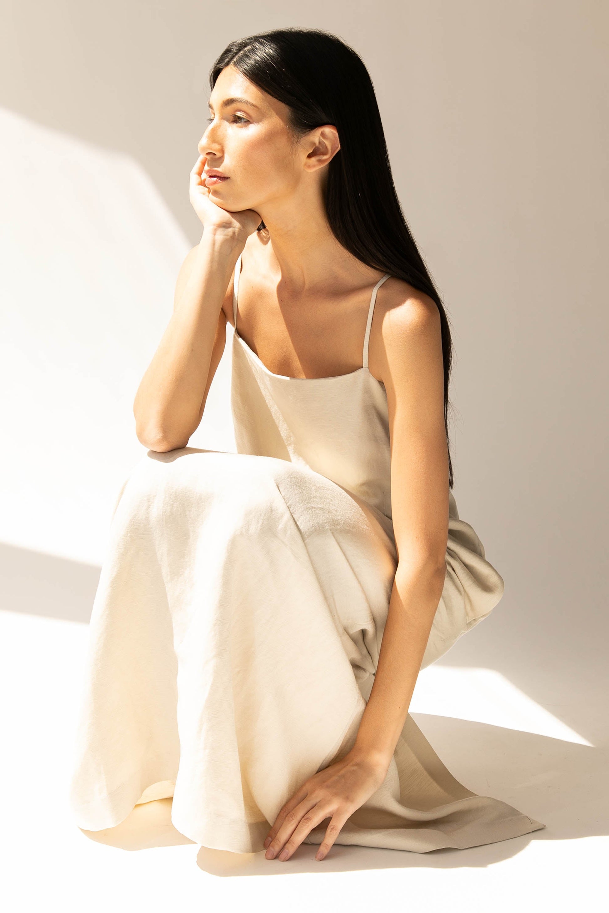 ROBE MAXI EN MÉLANGE DE LIN