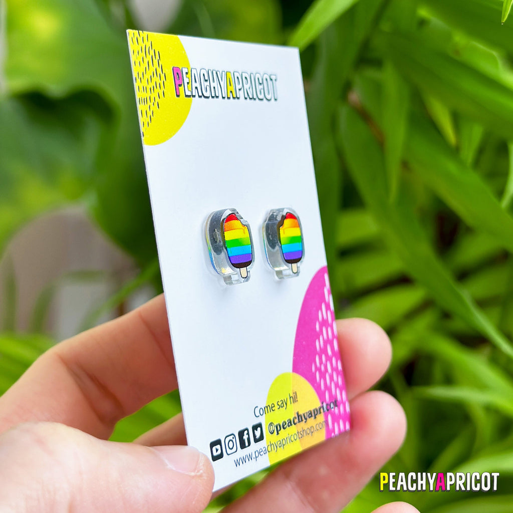 Boucles d'oreilles en acrylique Rainbow Pride