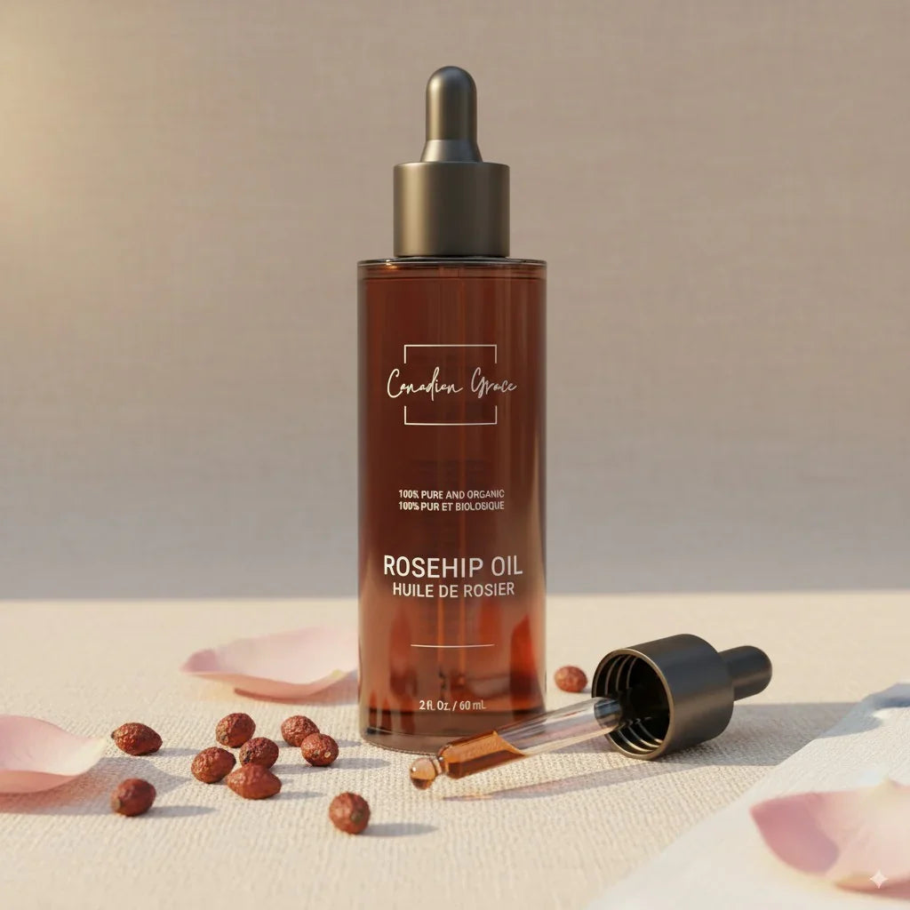 Canadian Grace 100% Organic Rosehip Oil – For Fine Lines, Uneven Tone & Brighter-Looking Skin