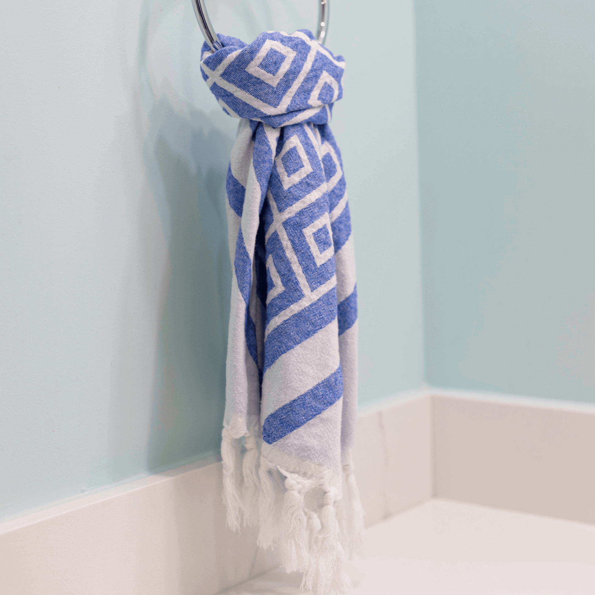 Turkish Towels Canada | Hand Towel | Blue + White