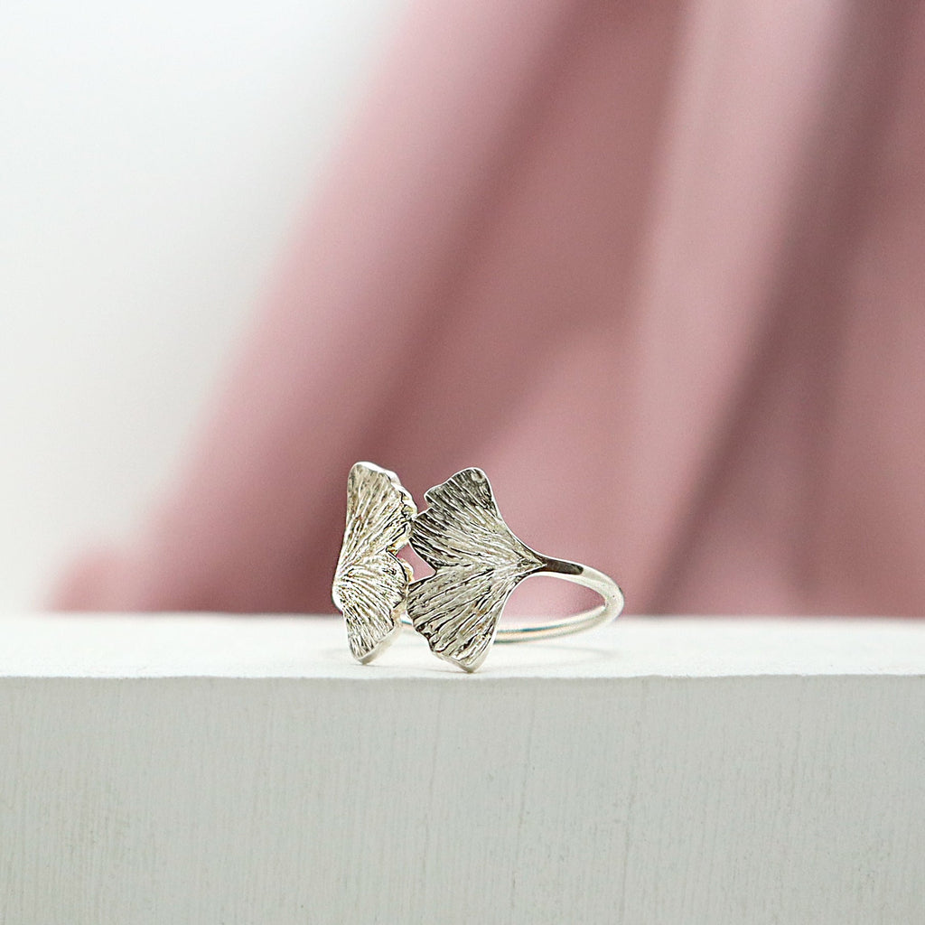 Ginkgo Collection - Small Double Leaf Ring