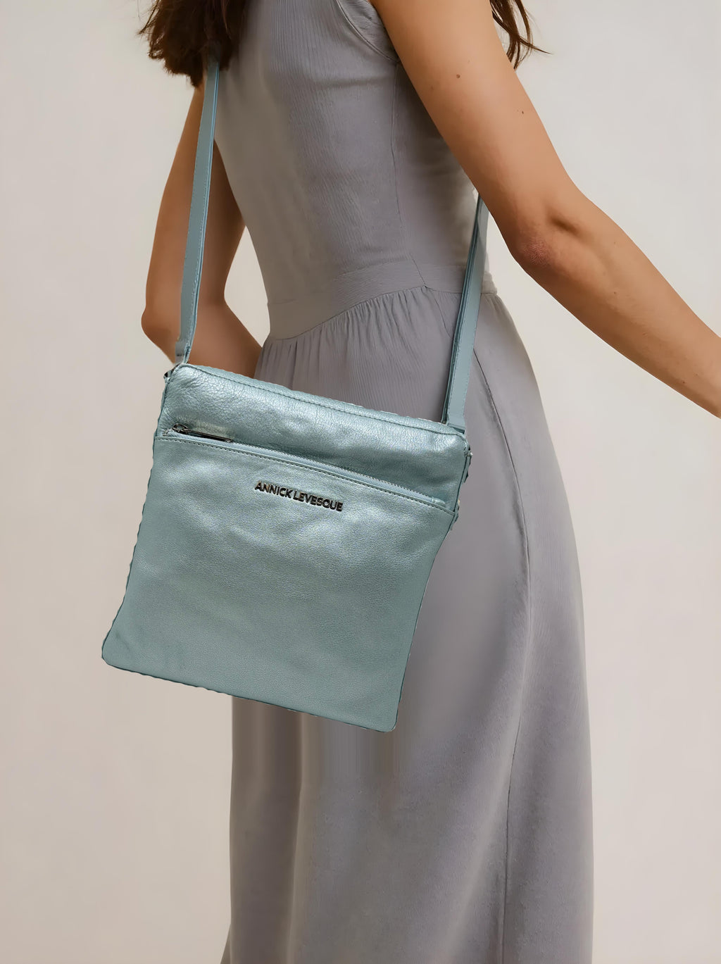 Sky Blue Leather Shoulder Bag | Gisèle