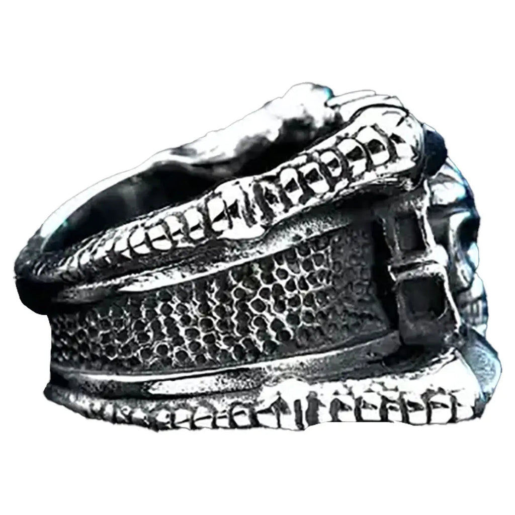GoSteel Men's Bike Chain & Skull Ring