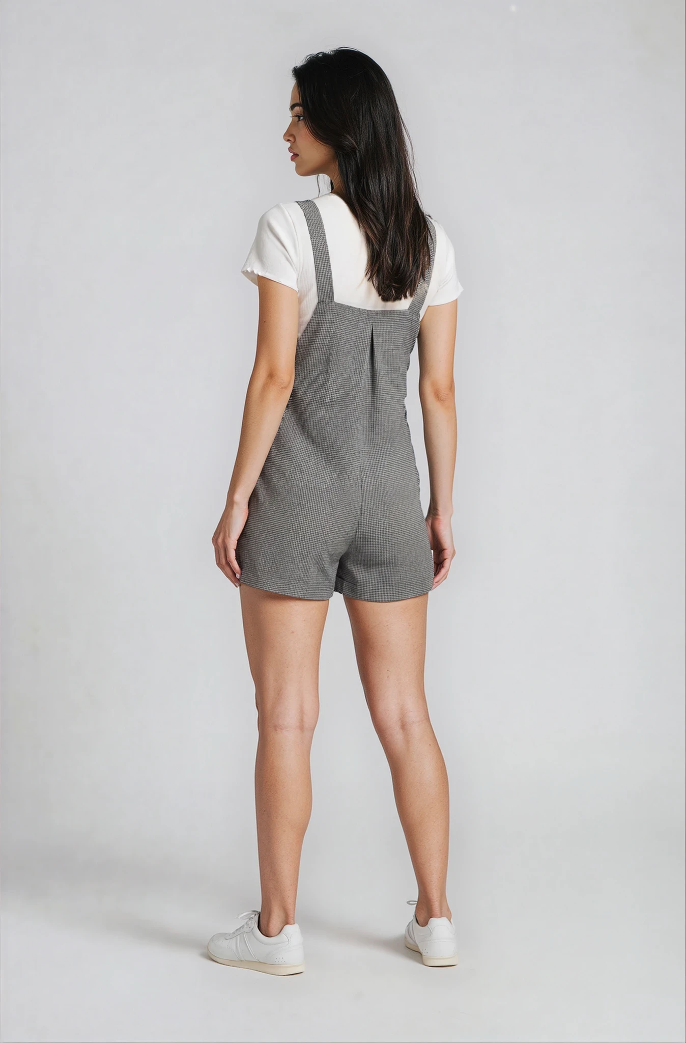 Goldie - Relaxed Fit Short-All Romper In Black Gingham