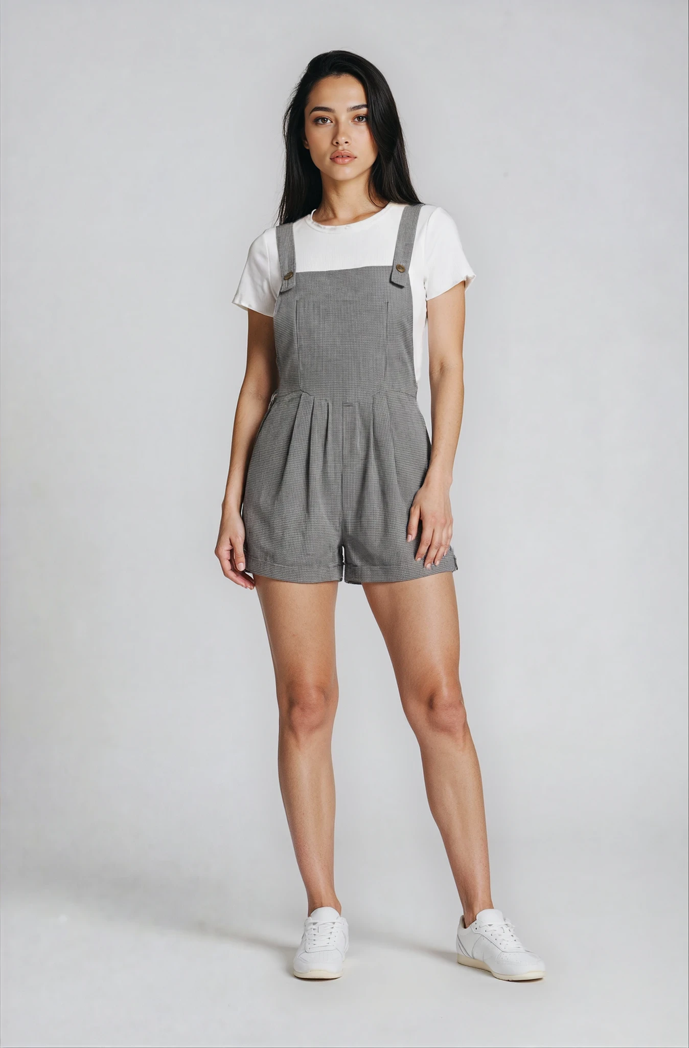 Goldie - Relaxed Fit Short-All Romper In Black Gingham
