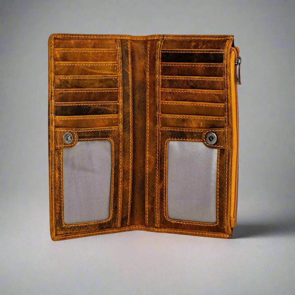 Greenwood Leather RFID Wallet with Zipper Pocket