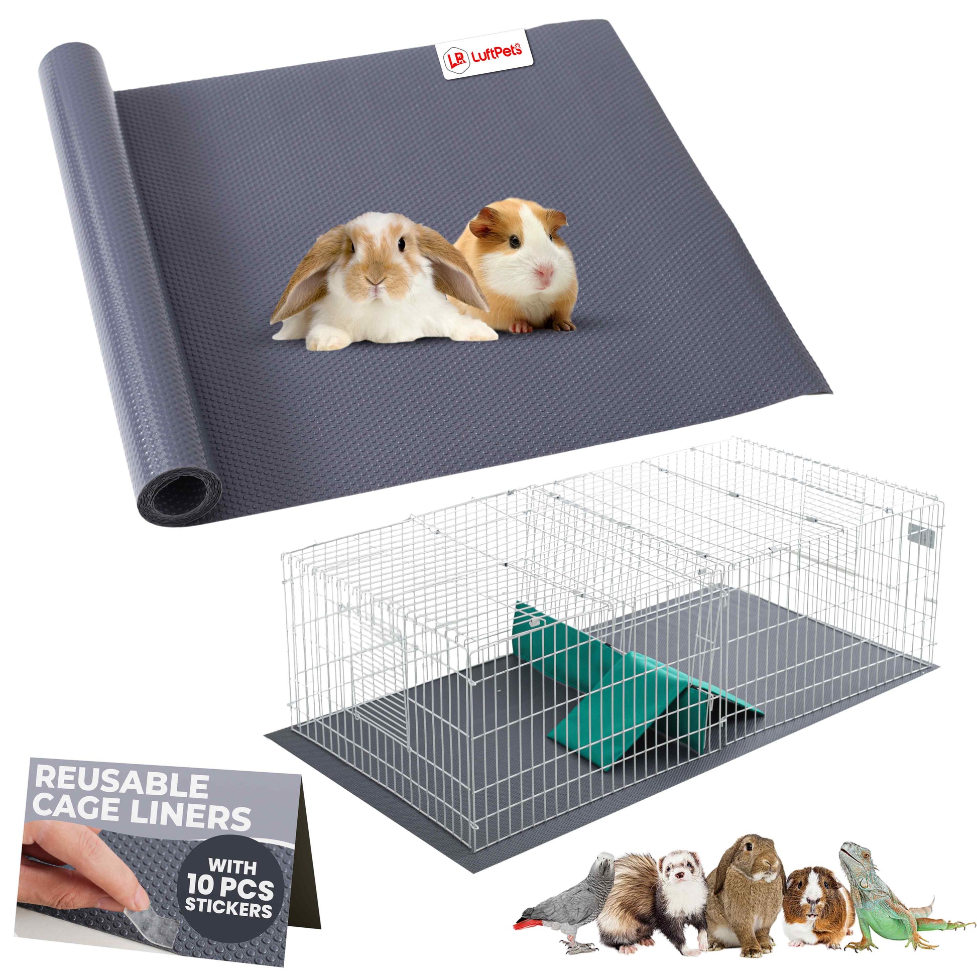 Tapis de cage polyvalent en EVA pour lapins, cochons d'Inde et reptiles, facile à découper, 45,7 cm x 200 cm