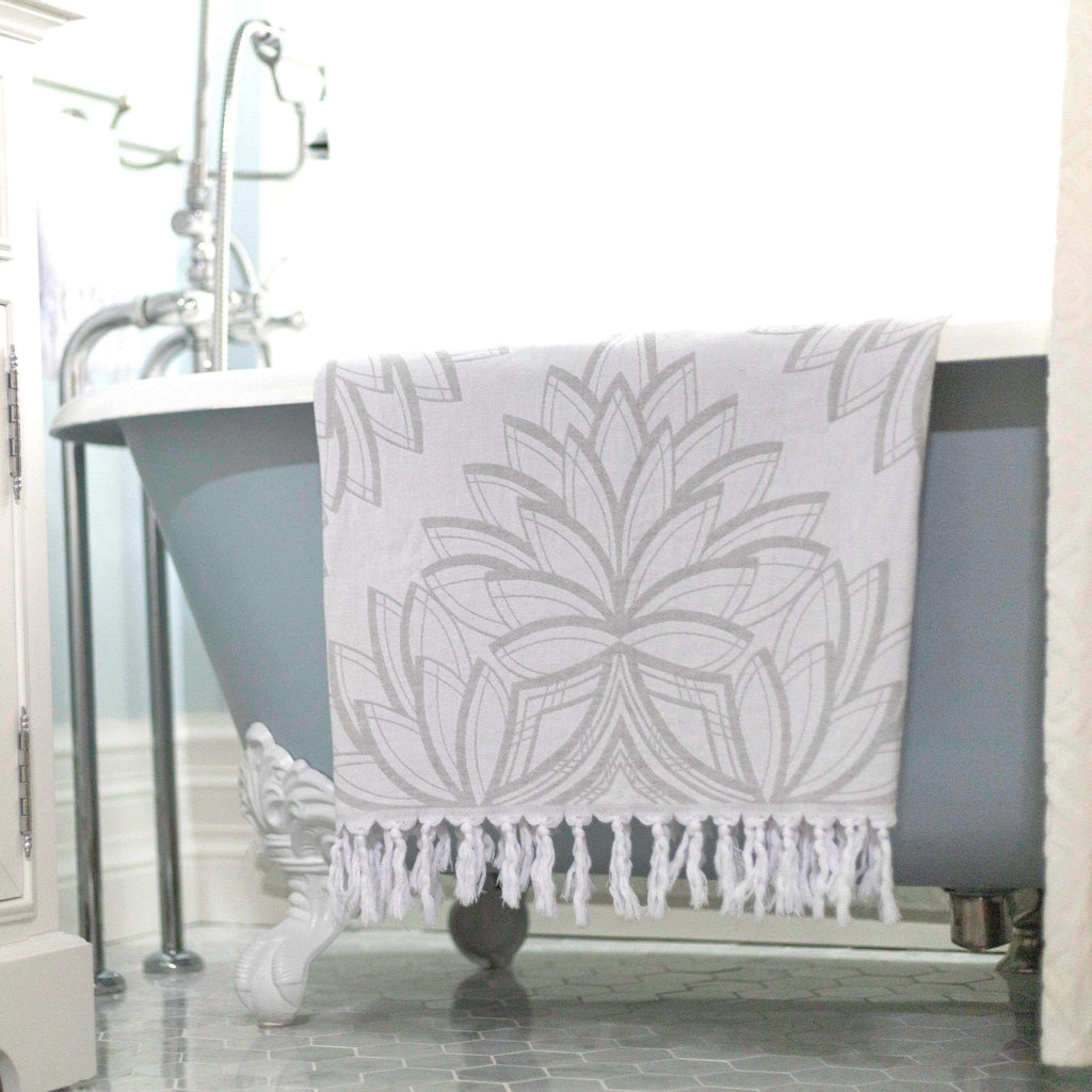 Serviettes turques Canada | Serviette de corps | Gris et blanc