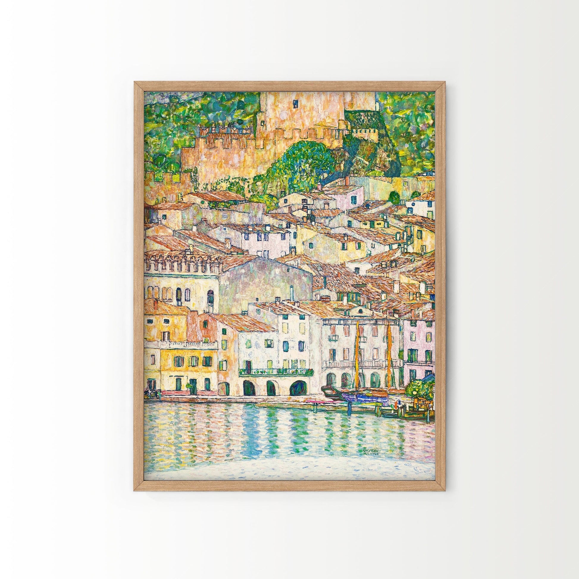 Gustav Klimt Set of 2 Art Prints – Lady with Fan & Malcesine Lake Garda