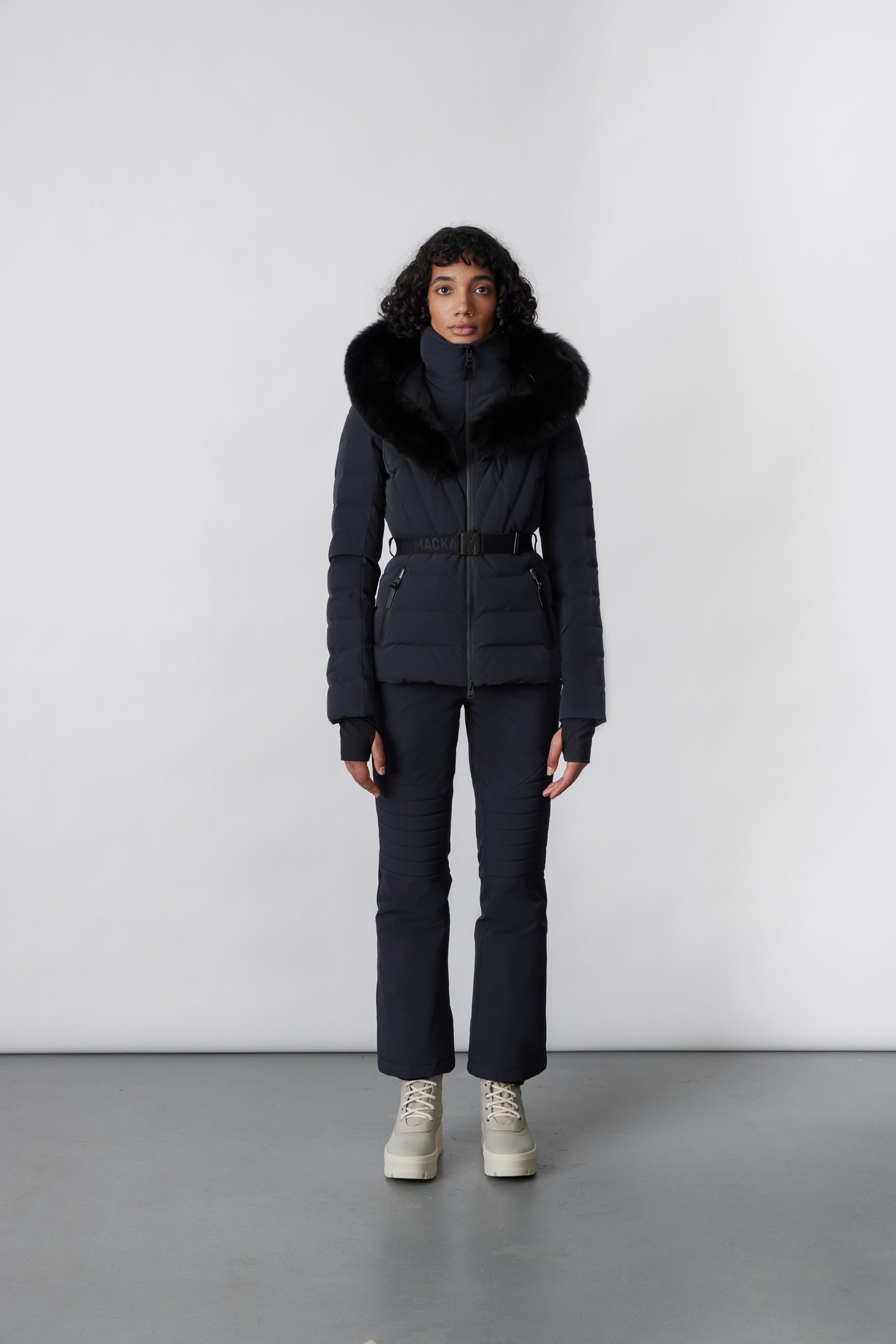 ELITA-Z Down ski jacket with removable blue fox fur trim