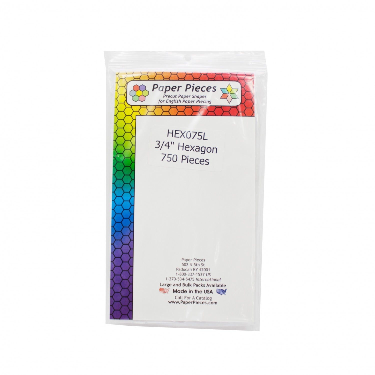 Paquet de 750 morceaux de papier hexagonaux 3/4 po