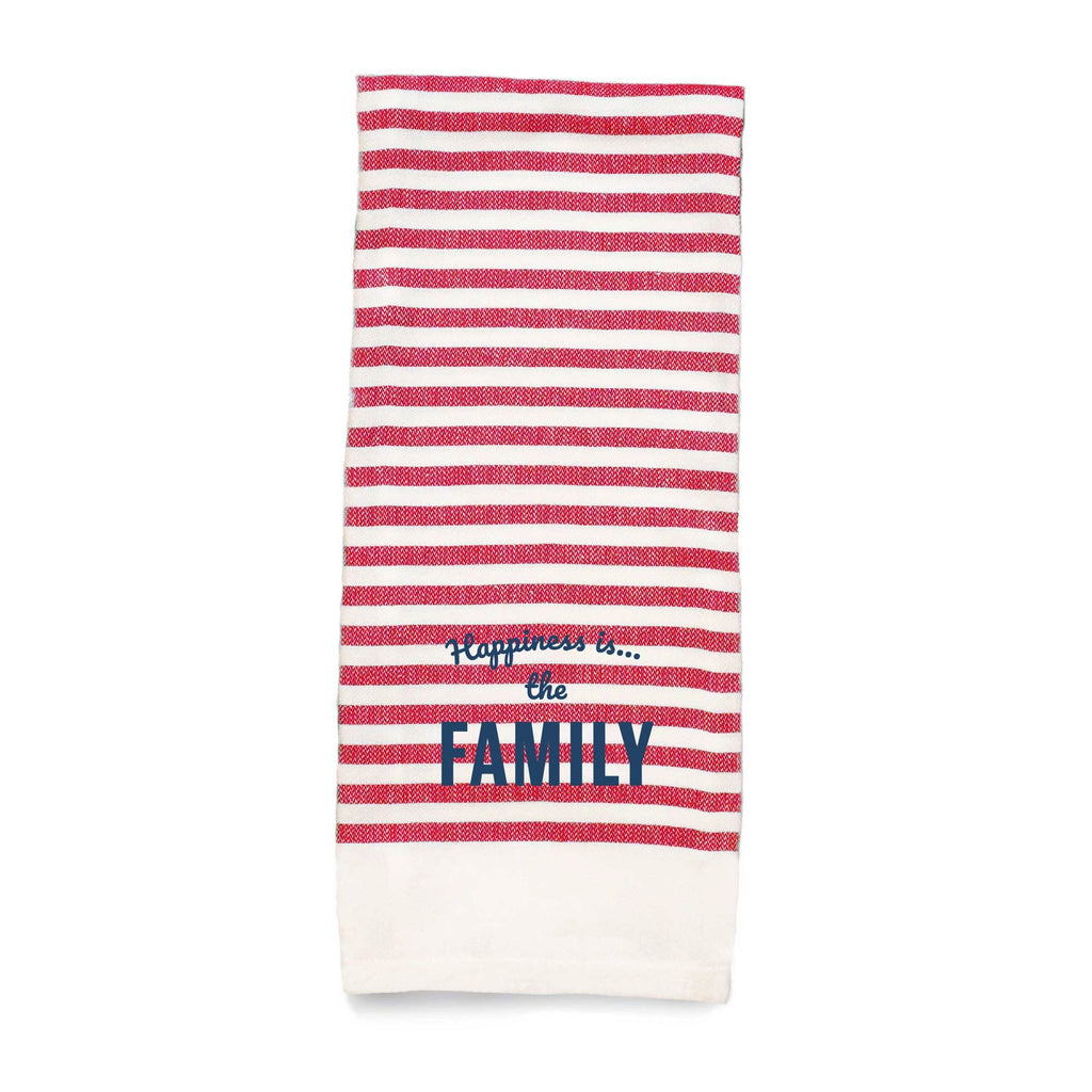 Tea Towel Family Striped, Red