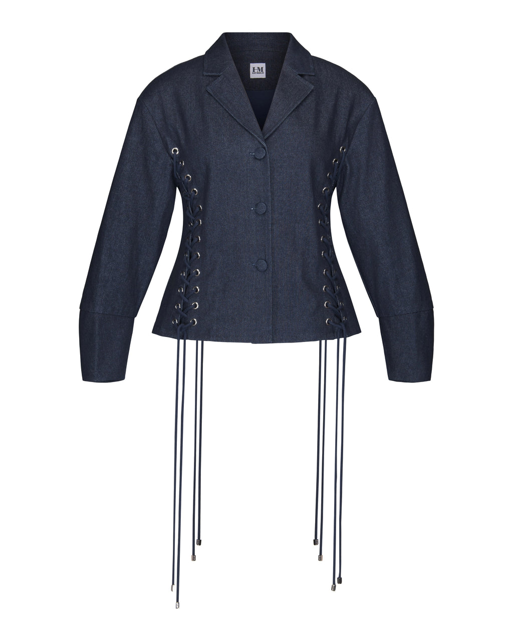 Lace Up Exaggerated Sleeve Denim Jacket
