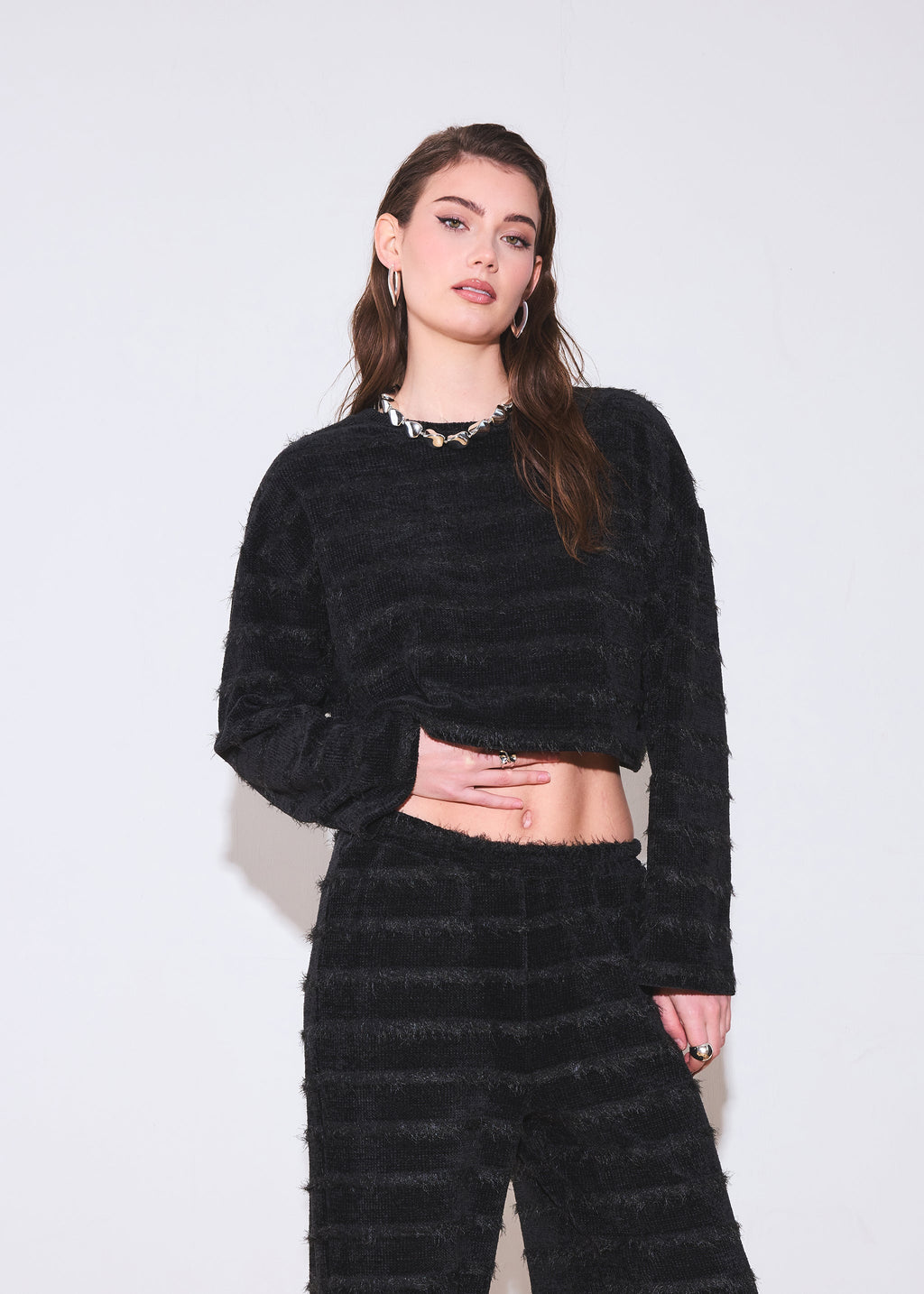 Textured Knit Crop Sweater