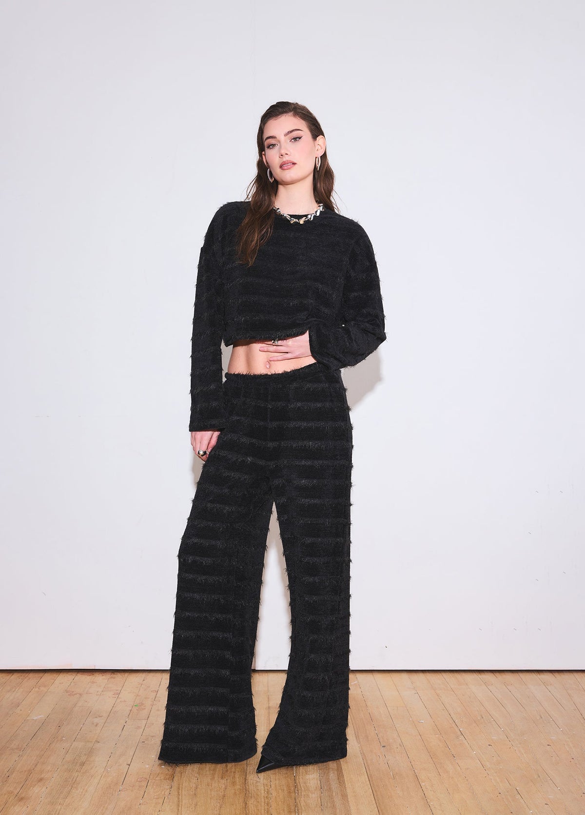 Textured Knit Crop Sweater