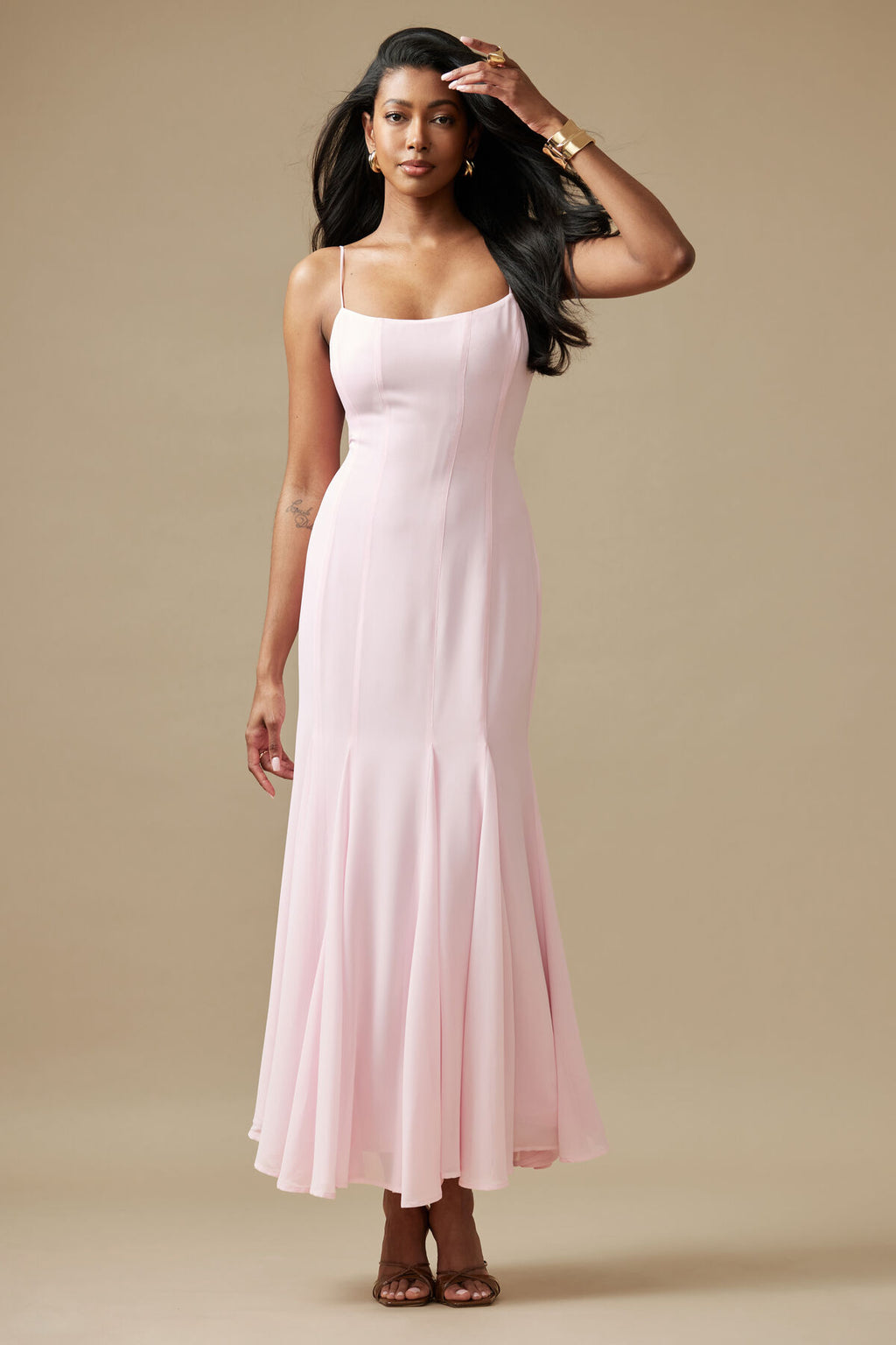 Scoop Neck Mermaid Maxi Dress