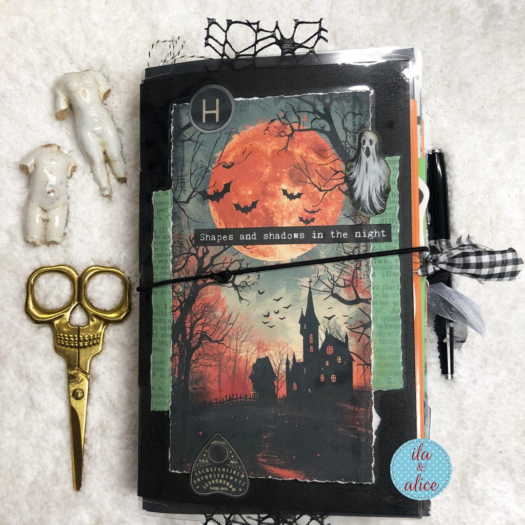 Haunted House Under a Full Moon Halloween Junk Journal #1