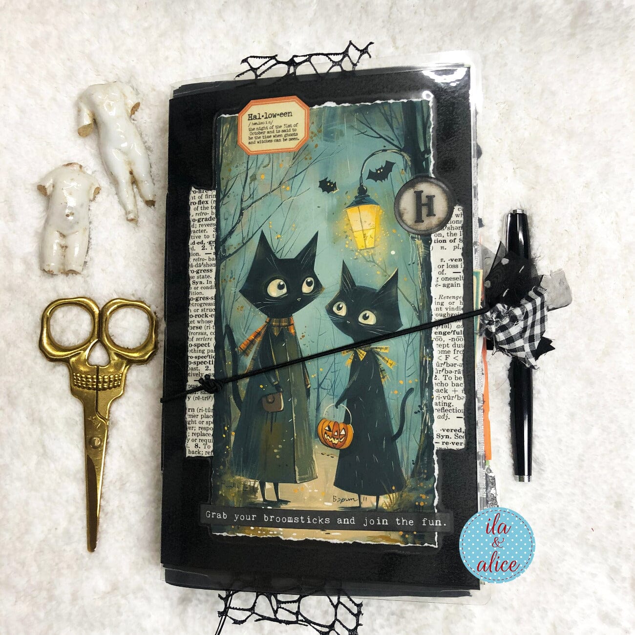 Black Cats Go to Trick or Treat on Halloween Junk Journal #2