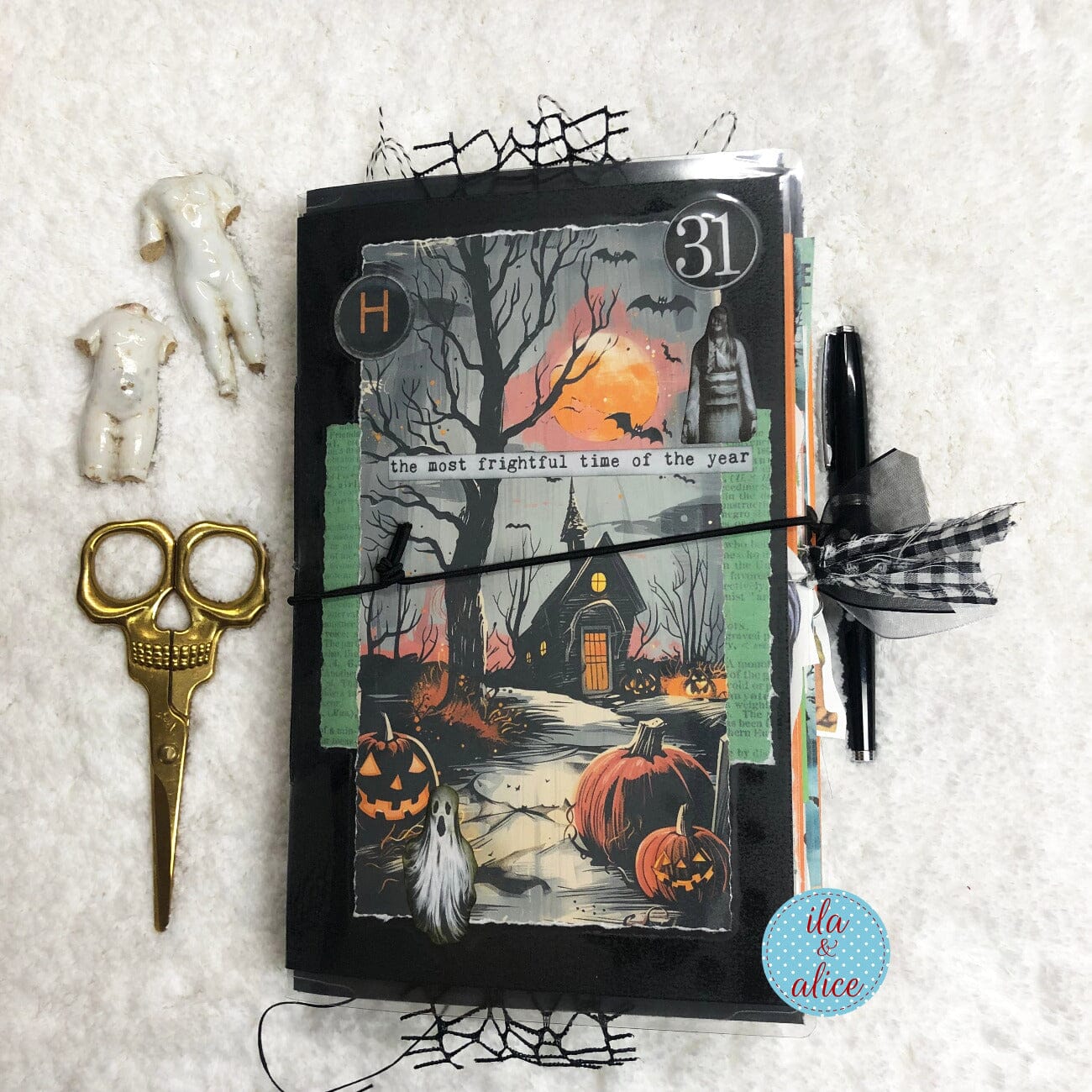 Haunted House Under a Full Moon Halloween Junk Journal #4