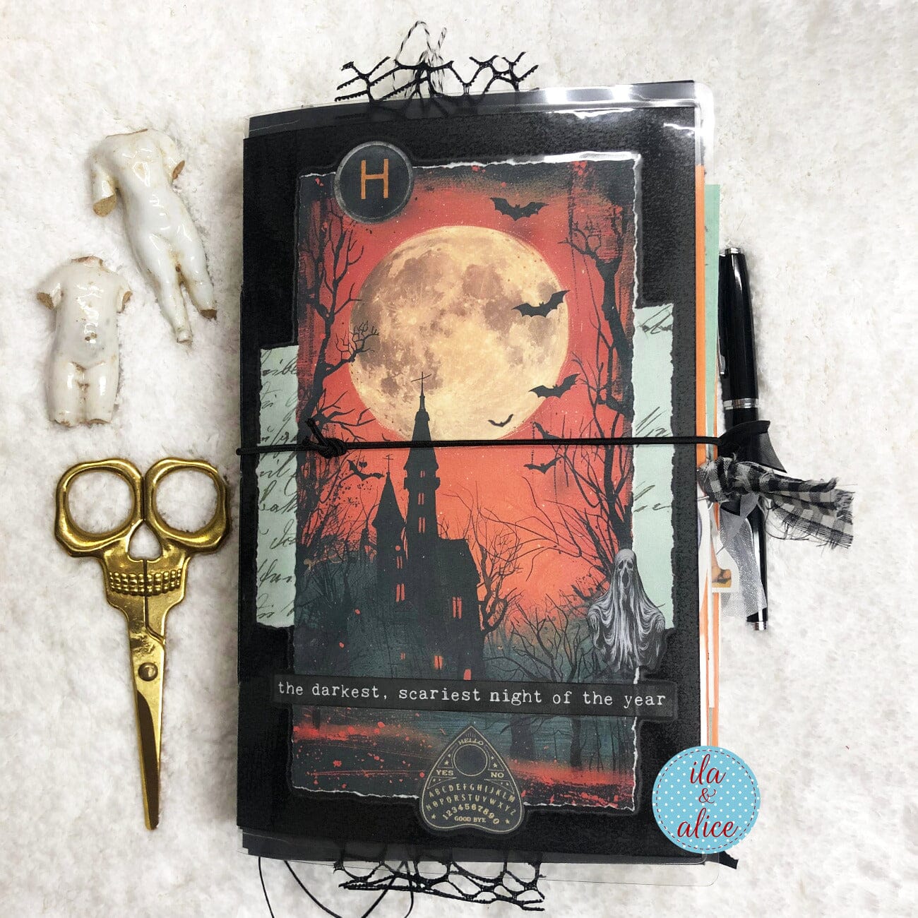 Haunted House Under a Full Moon Halloween Junk Journal #3