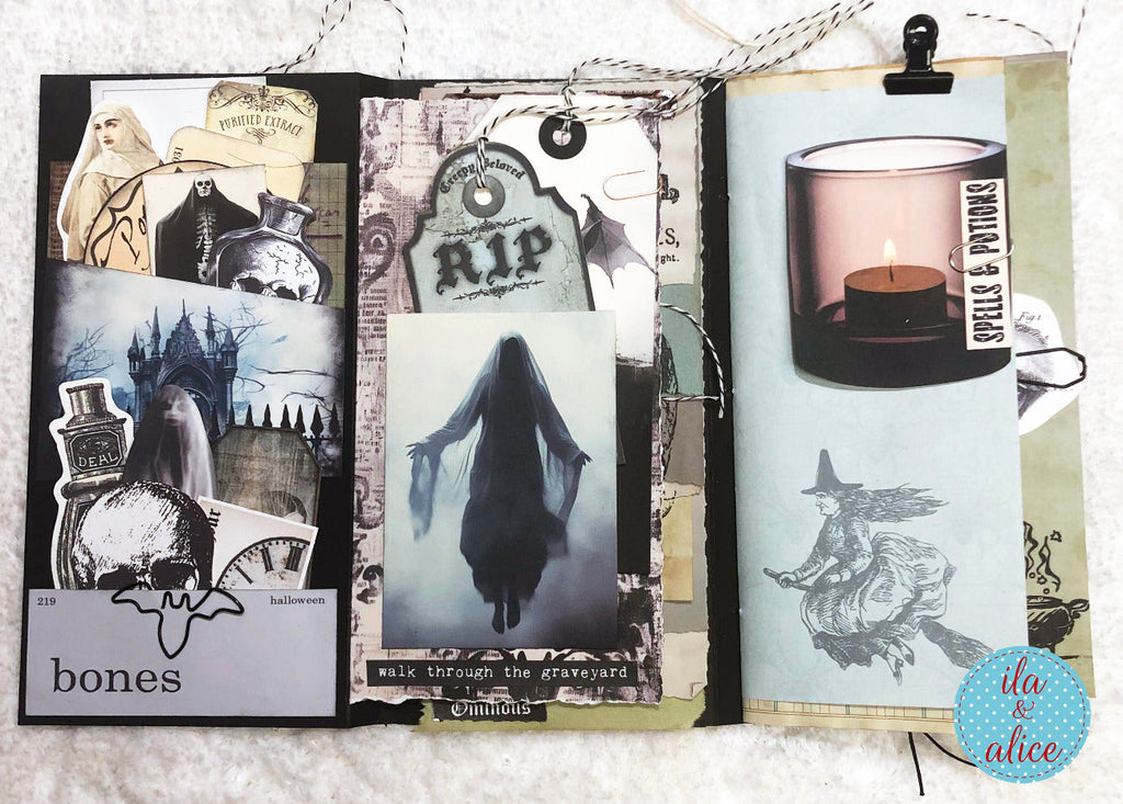 Folio d'Halloween inquiétant avec cimetière hanté
