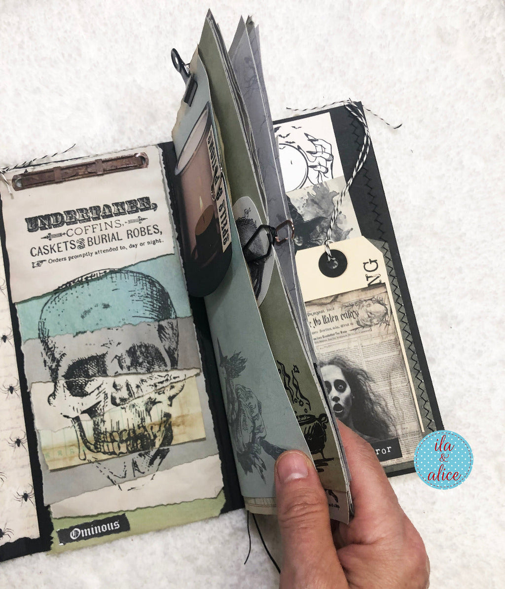 Folio d'Halloween inquiétant avec cimetière hanté